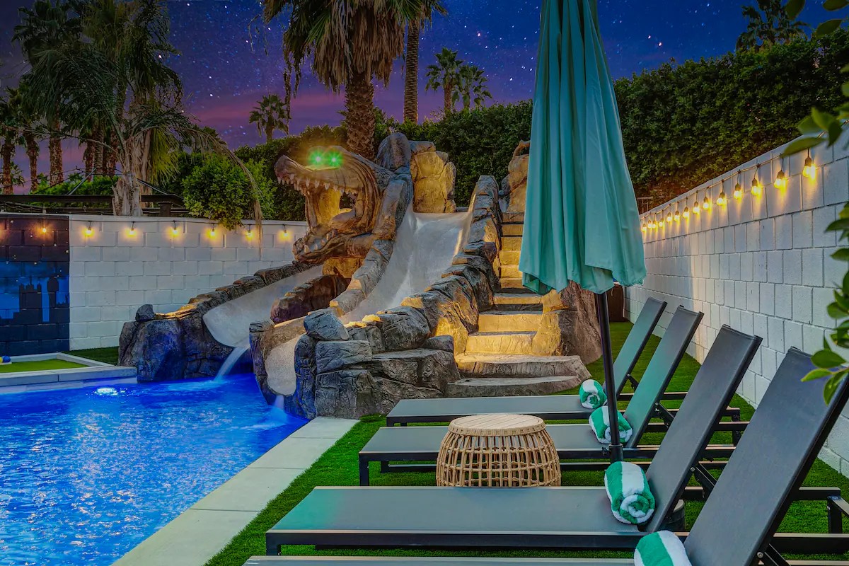 Forever Young’s pool and crocodile waterslide